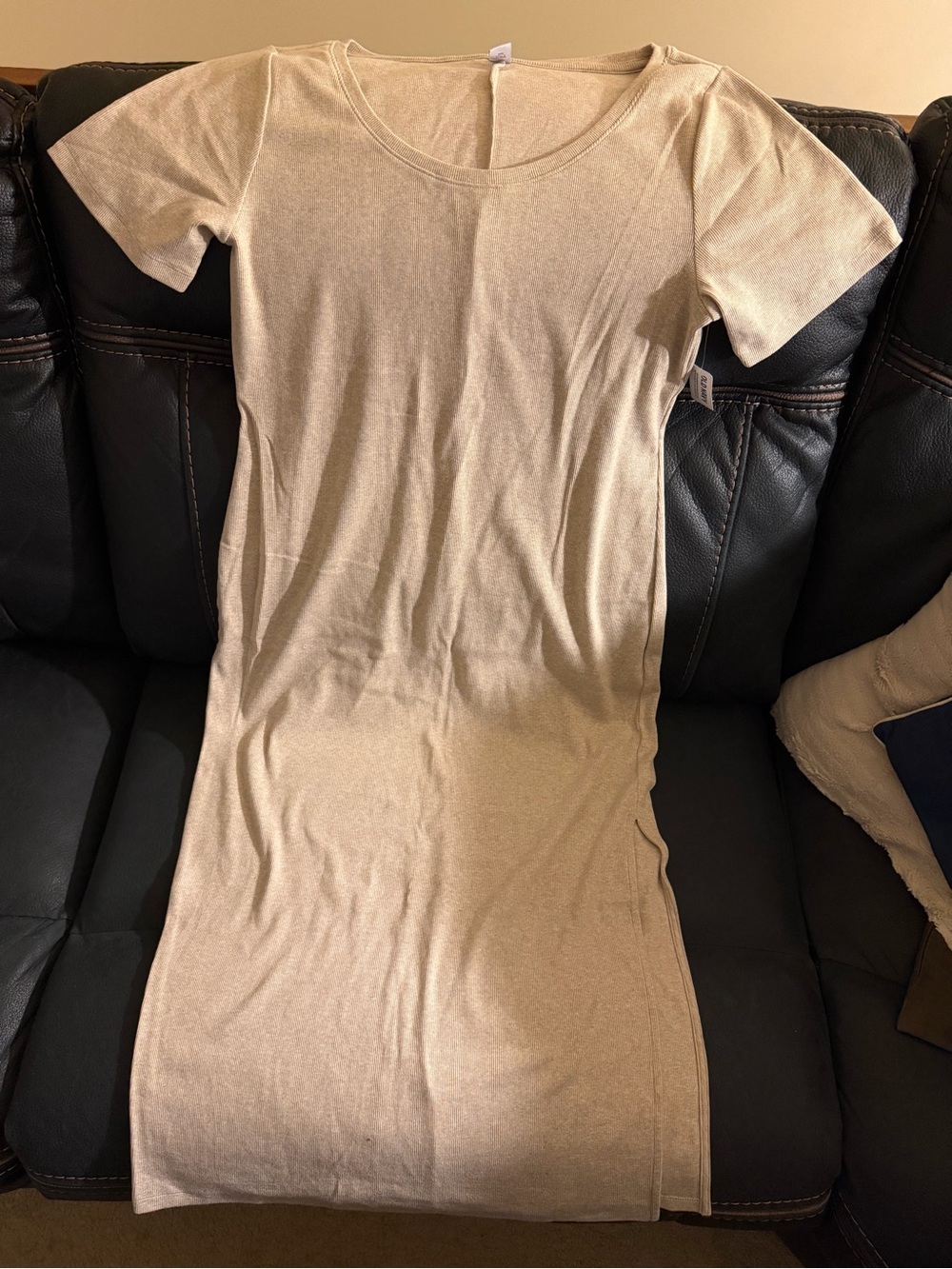 Old Navy Beige Midi T-Shirt Dress